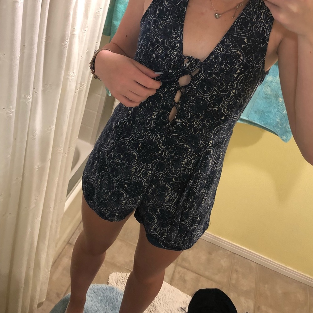 Forever 21 blue and white romper
